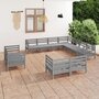 Voir la diapositive 1 : VIDAXL Salon de jardin 11 pcs Bois de pin massif Gris