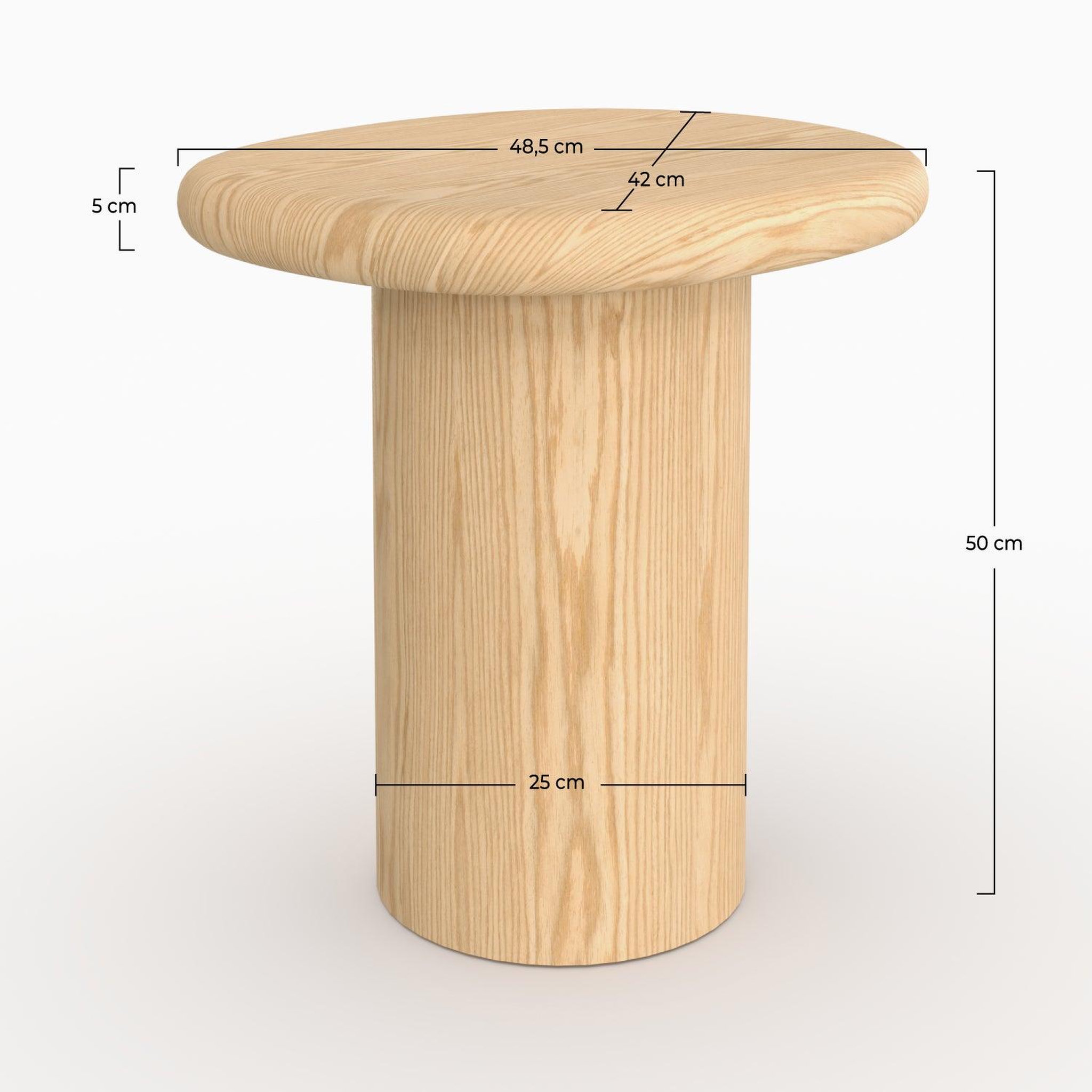 Voir la diapositive 4 : MAISON PAVANE Table d'appoint en placage chène blanc, d48,5 cm-nubia