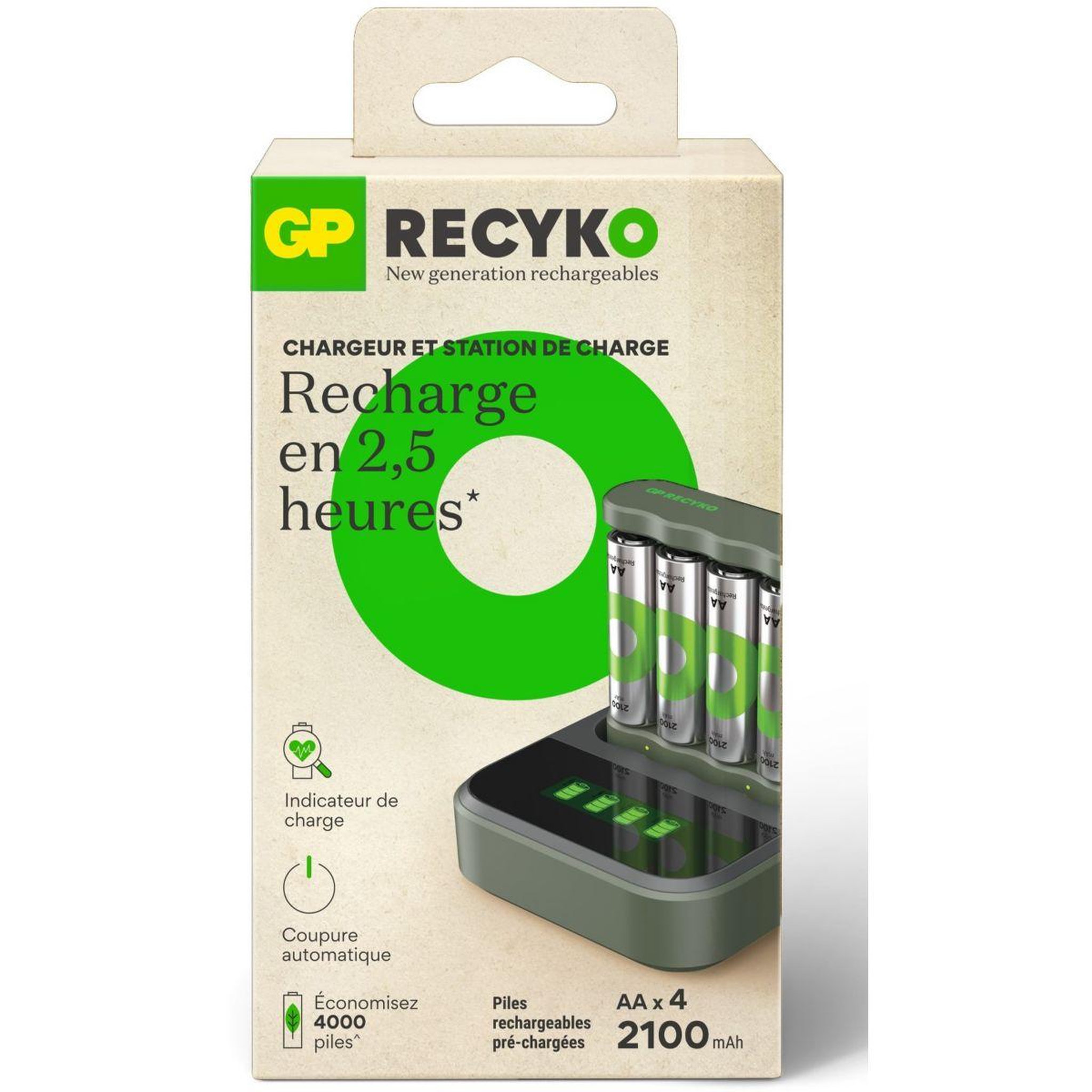 GP BATTERIES Chargeur de piles + lr06 aa x4 2100mah + station de charge