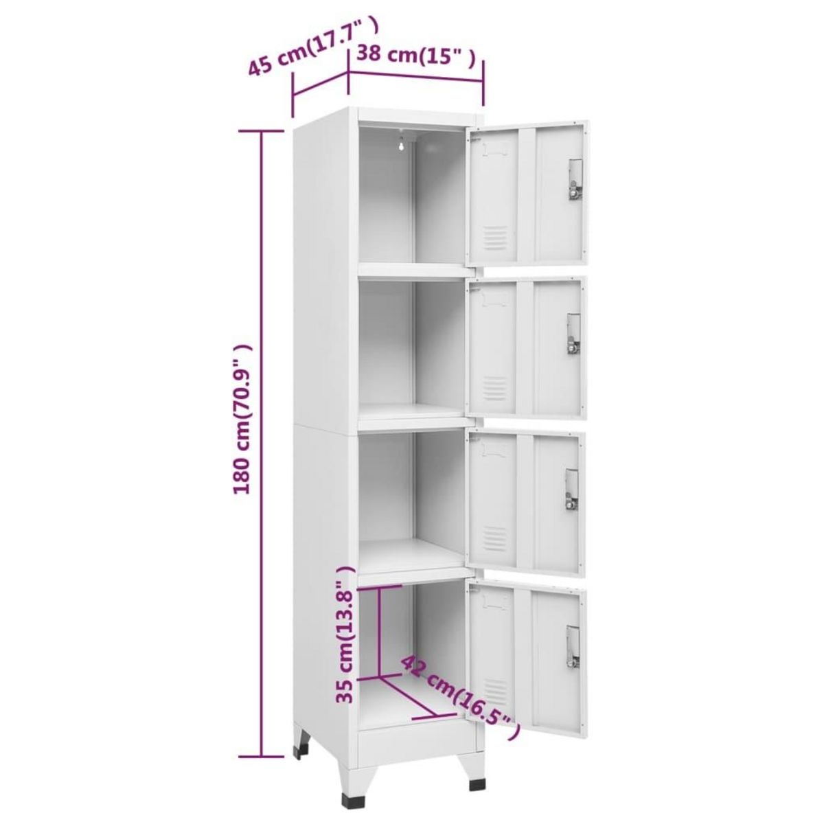 VIDAXL Armoire a casier avec 4 compartiments 38x45x180 cm