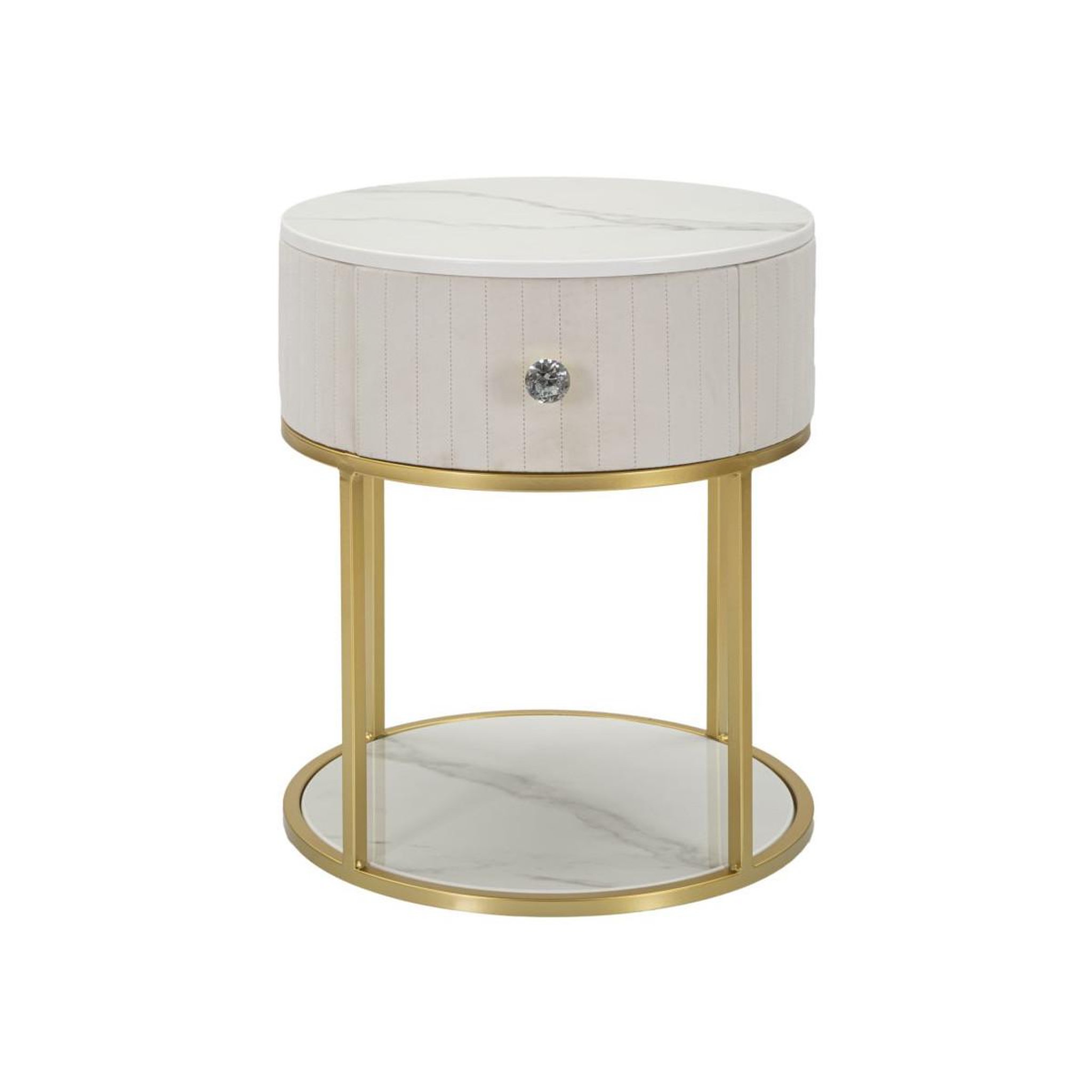 Paris Prix Table de Chevet Effet Marbre  Montpellier  48 cm Crème & Or