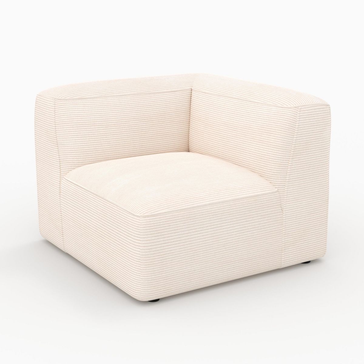 Rendez vous déco Angle droit pour canapé modulable en velours blanc cassé-Mina