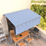 VIDAXL Auvent manuel retractable avec store 4,5x3 m Bleu et blanc
