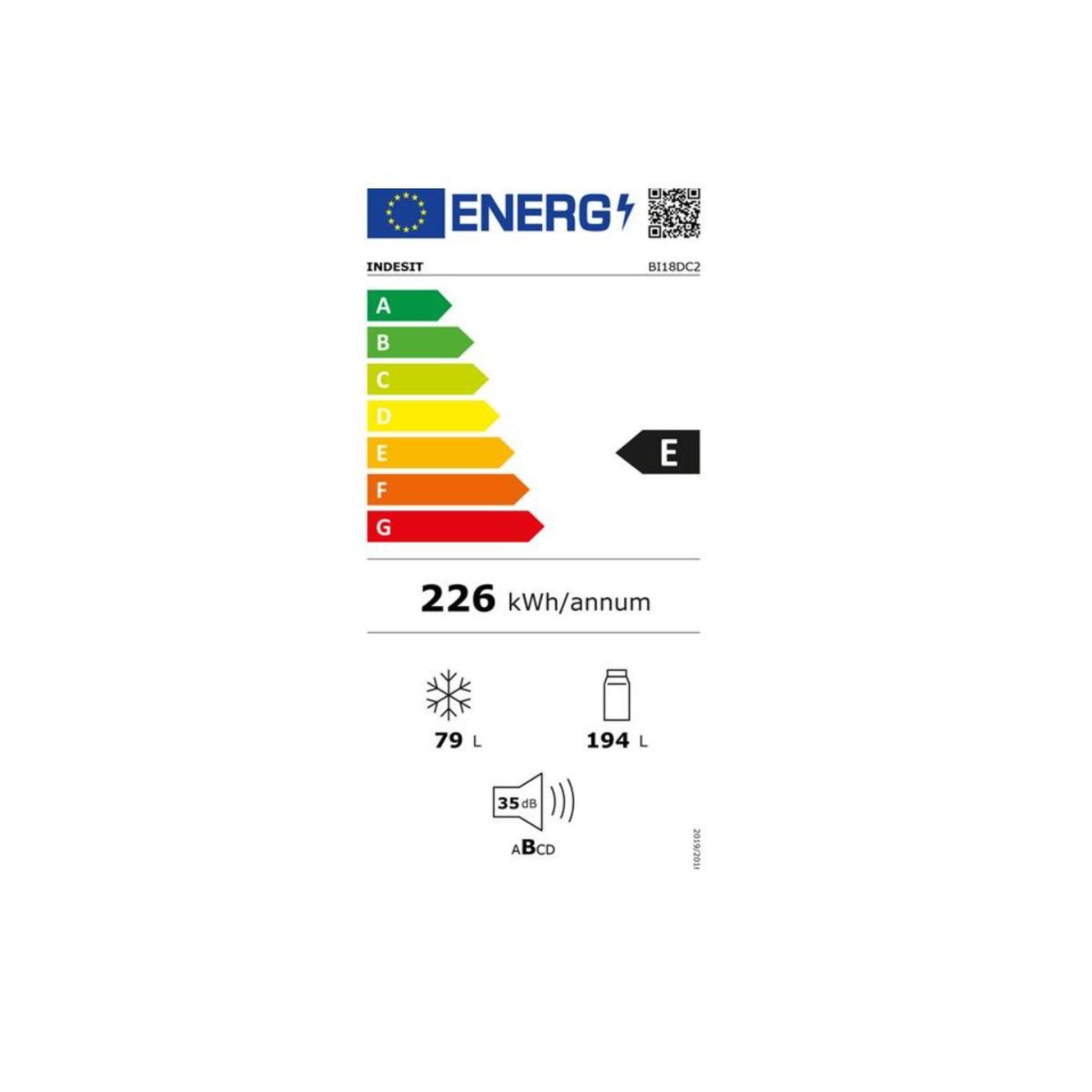 Voir la diapositive 2 : Indesit Réfrigérateur combiné intégrable à glissières 273l - bi18dc2