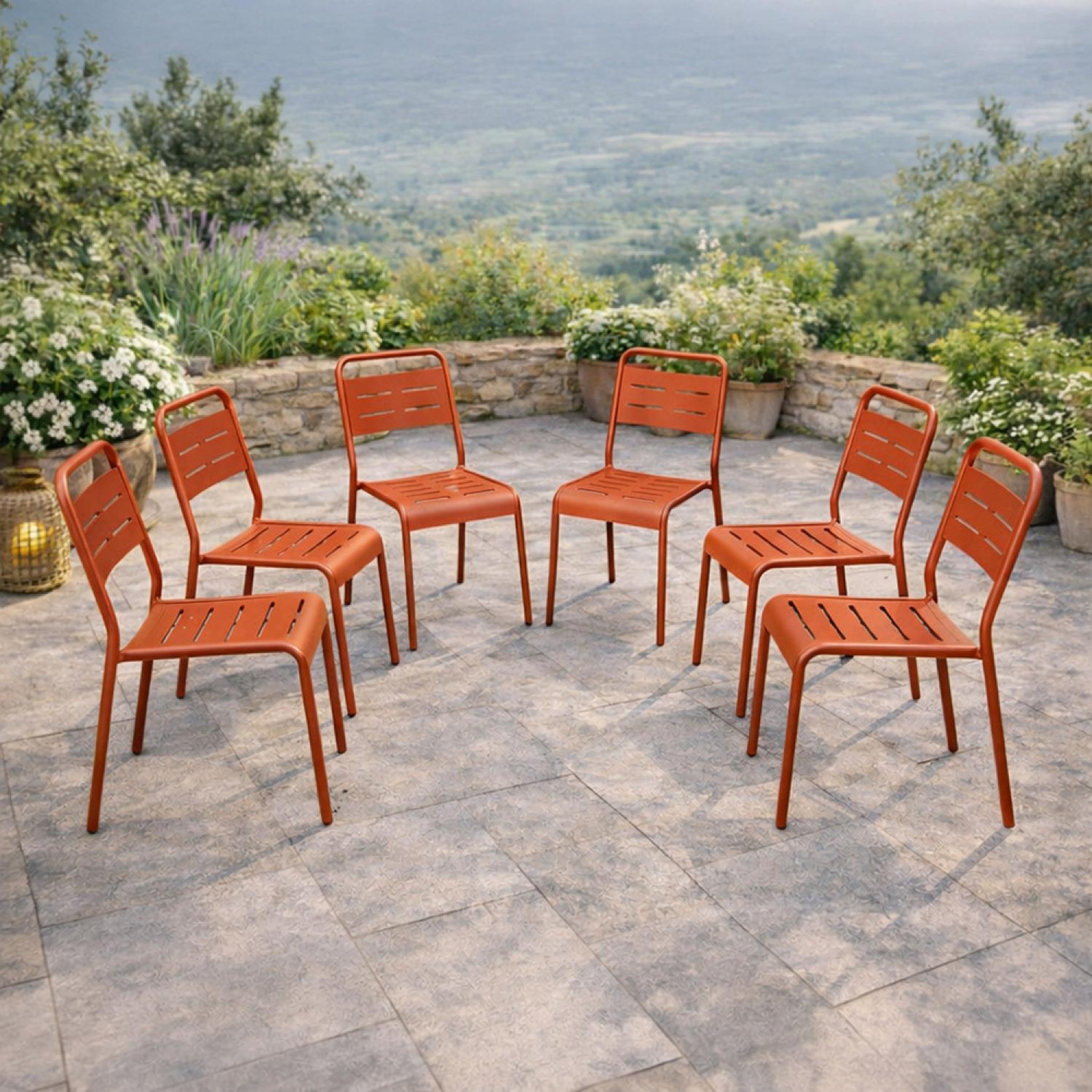 Voir la diapositive 2 : CONCEPT USINE Lot de 6 chaises de jardin empilables terracotta bergame