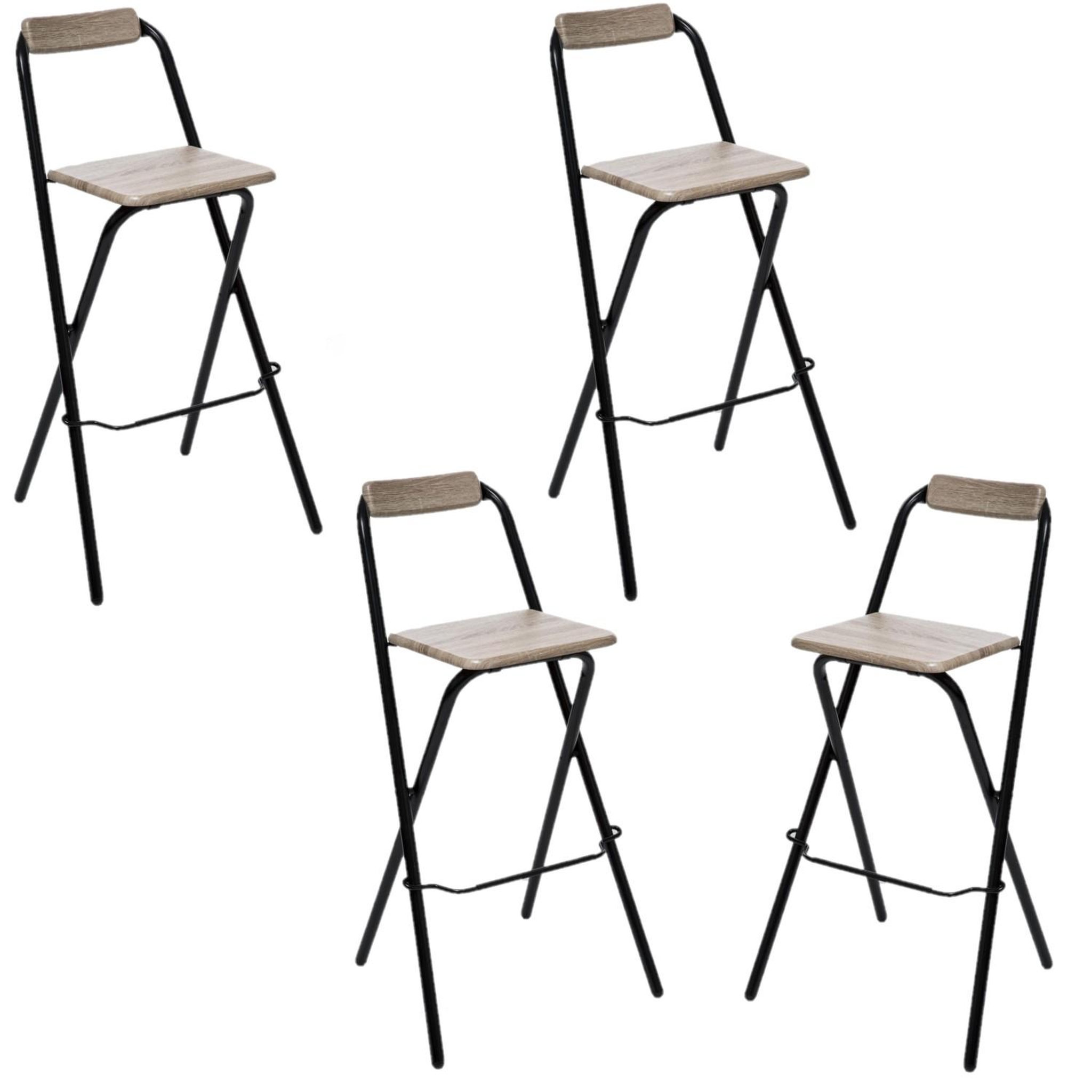 Voir la diapositive 1 : TOILINUX Lot de 4 chaises de bar pliantes louna - h. 97,5 cm