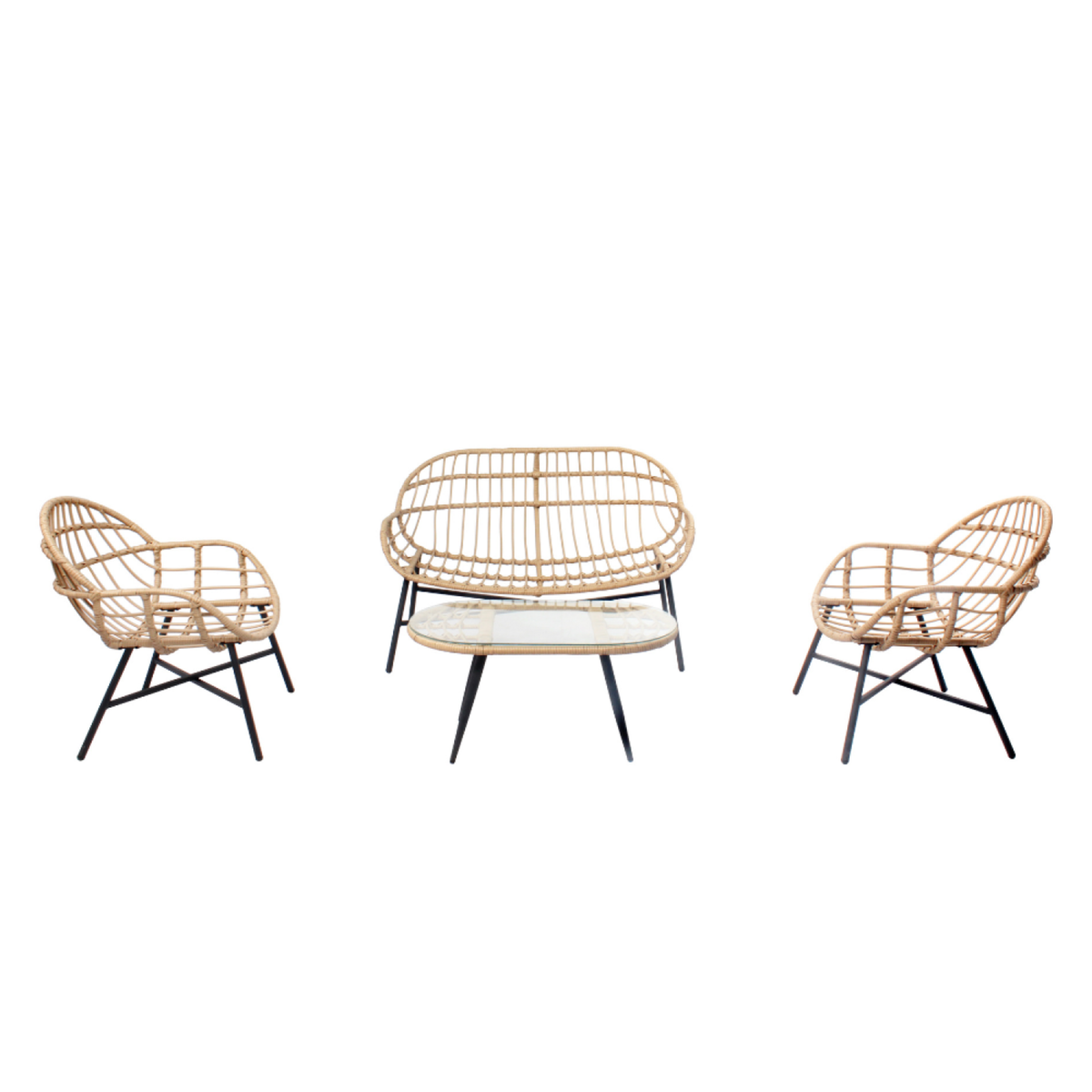 CONCEPT USINE Salon de jardin 4 places canapé + fauteuils gris foncé EVORA