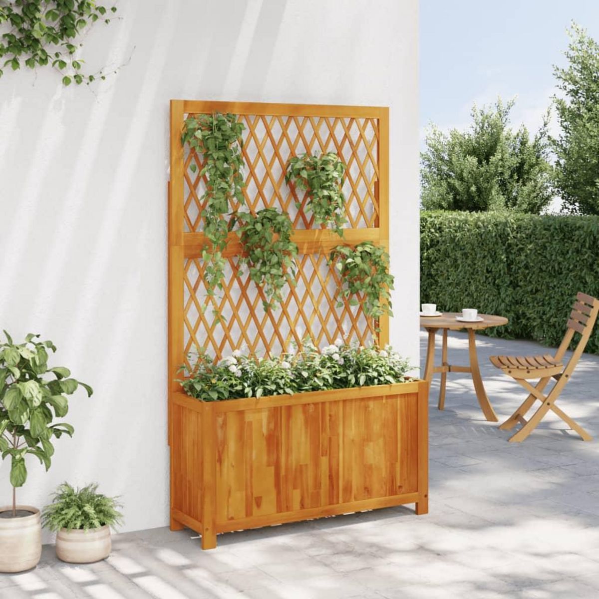 VIDAXL Jardiniere avec treillis 100x32x165 cm bois massif d'acacia