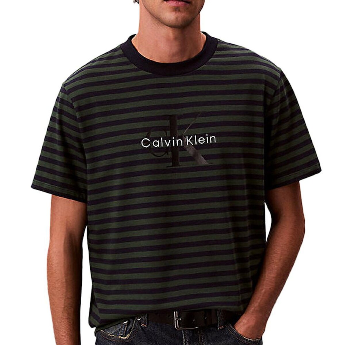 CALVIN KLEIN JEANS T Shirt /Marine Homme Calvin Klein Jeans Stripe
