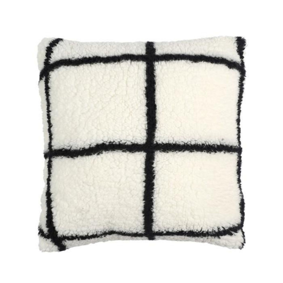Paris Prix Coussin Sherpa à Carreaux  Crush  40x40cm Blanc