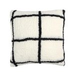 Paris Prix Coussin Sherpa à Carreaux  Crush  40x40cm Blanc