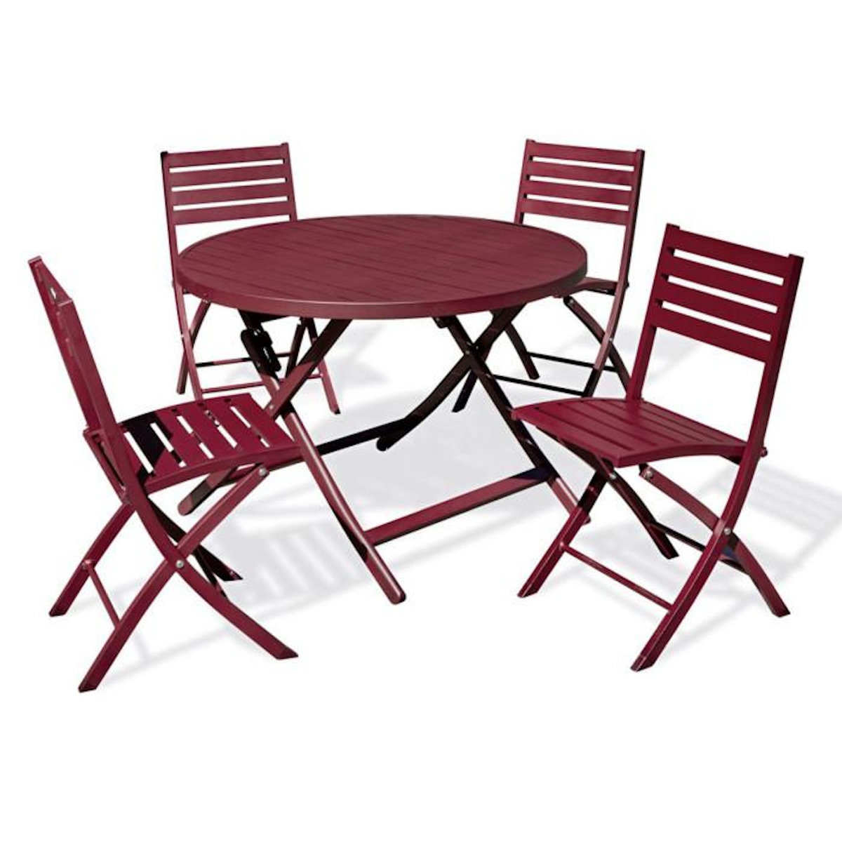 Paris Prix Ensemble Table de Jardin Pliante & 4 Chaises  Marius  110cm Rouge Carmin