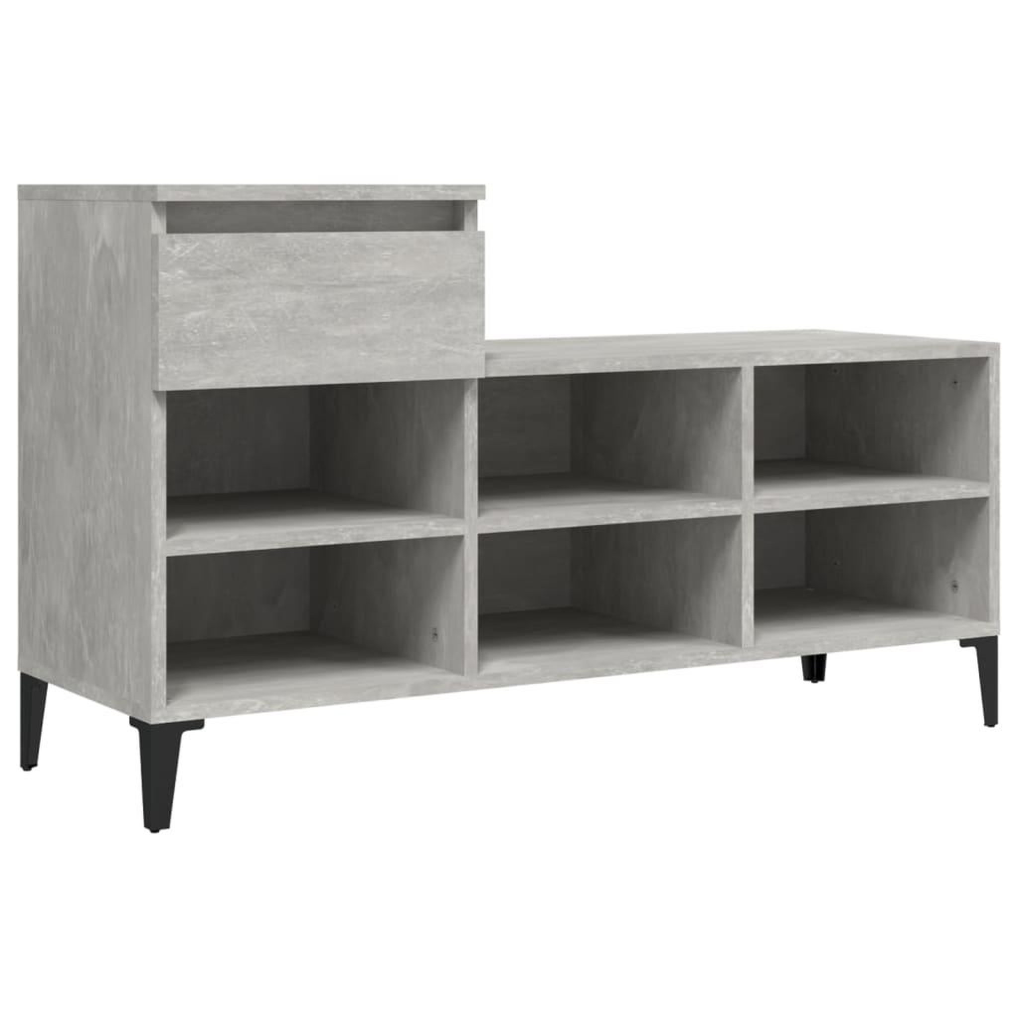 Voir la diapositive 2 : VIDAXL Armoire a chaussures Gris beton 102x36x60 cm Bois d'ingenierie