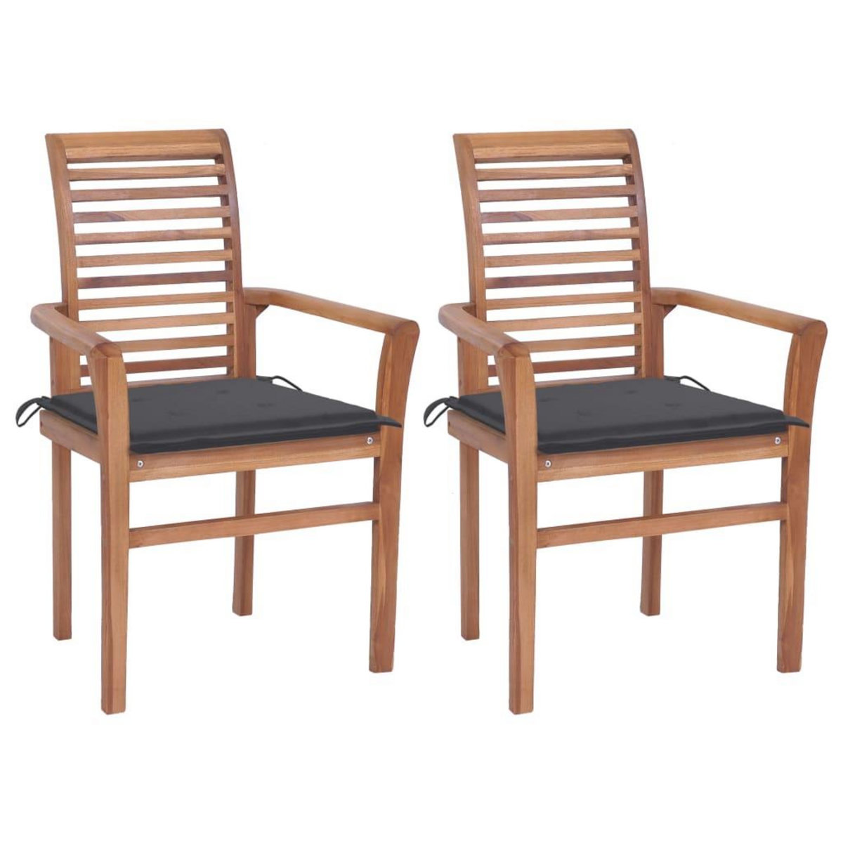 VIDAXL Chaises a manger lot de 2 avec coussins anthracite Bois de teck