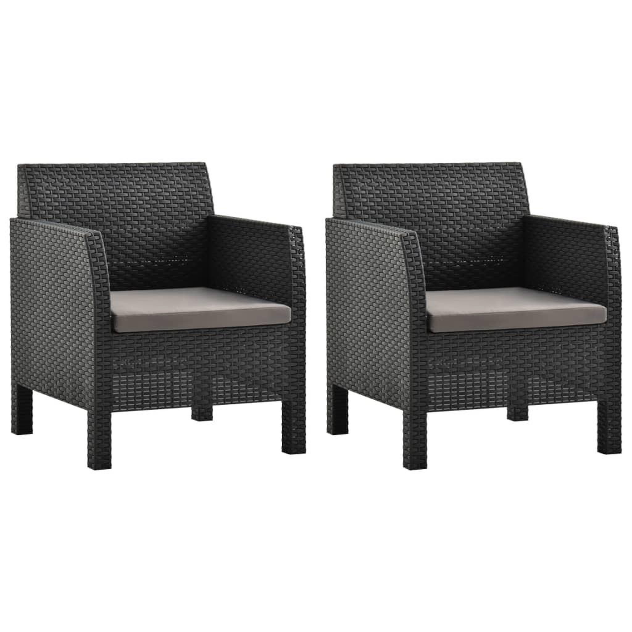 VIDAXL Chaises de jardin avec coussins lot de 2 pp rotin anthracite