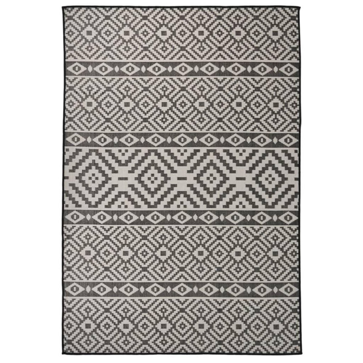 VIDAXL Tapis a tissage plat d'exterieur 160x230 cm Rayures noires