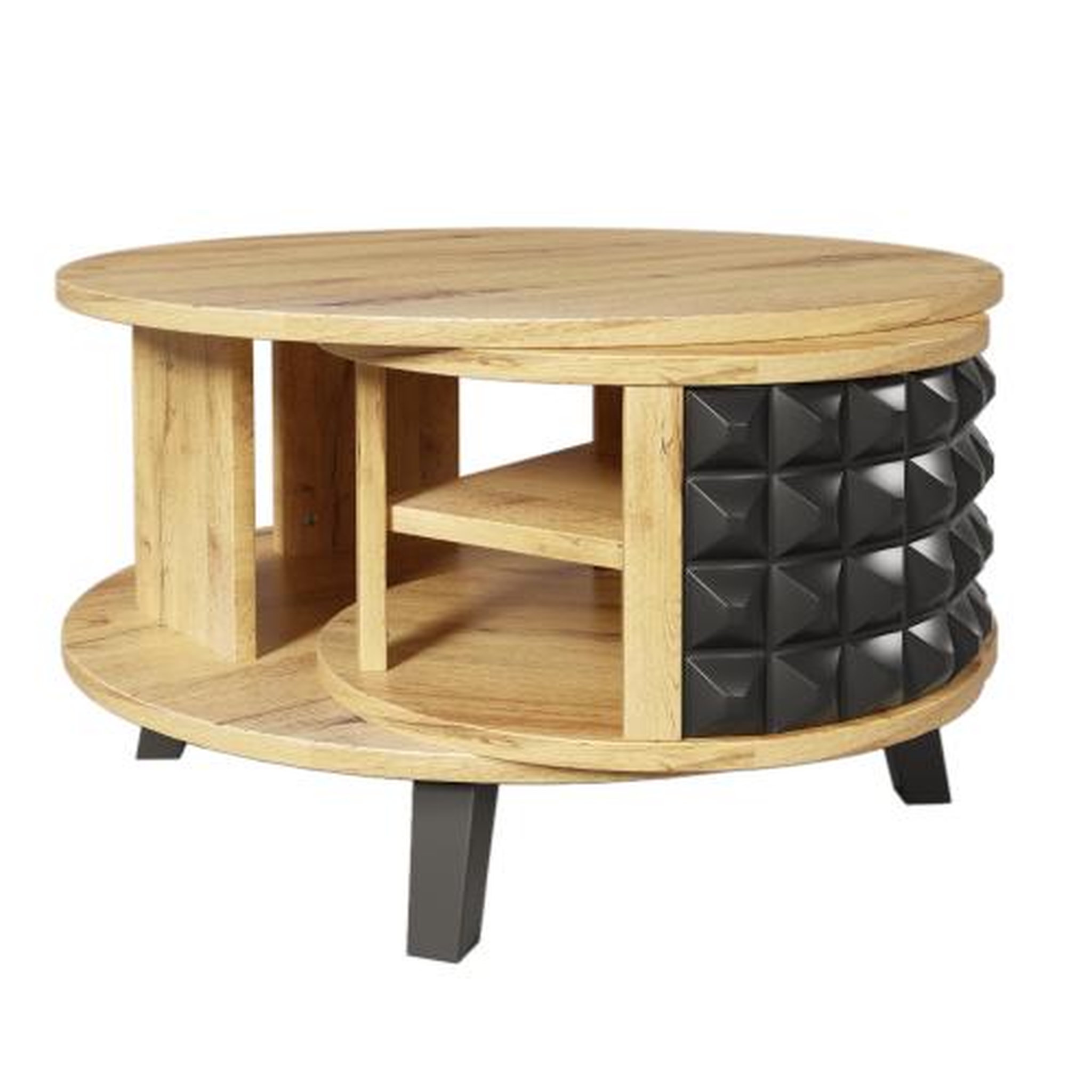 MERAX Table basse ronde naturel - 80x85,2 cm panneau de particules