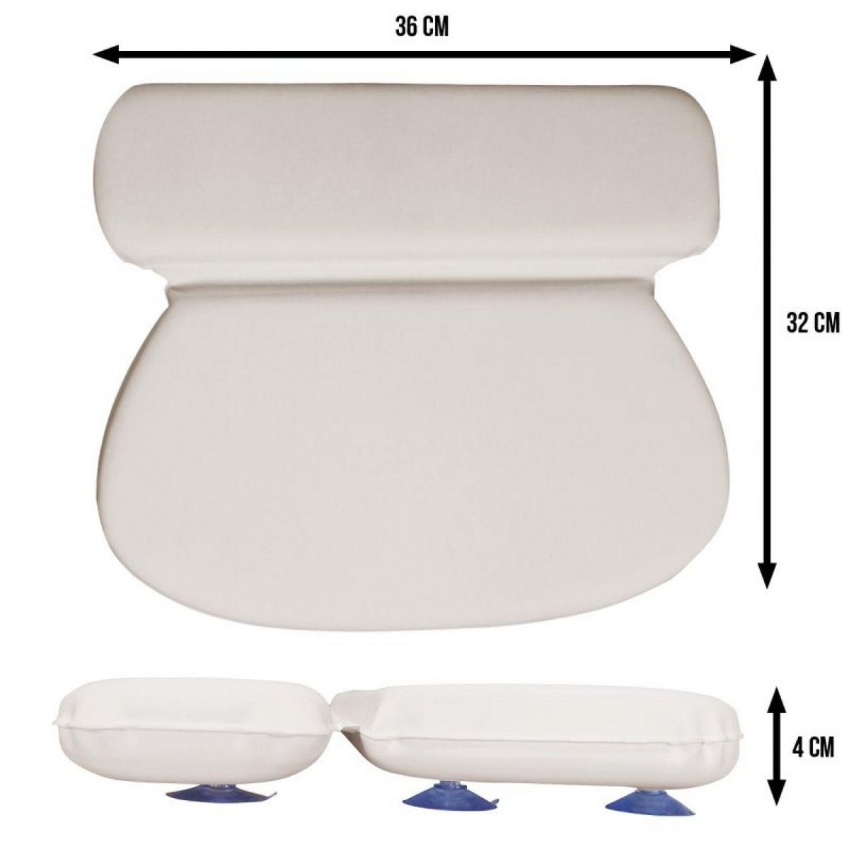 VIVEZEN Coussin, oreiller de bain avec ventouses pour baignoire, Spa, Jacuzzi - Blanc
