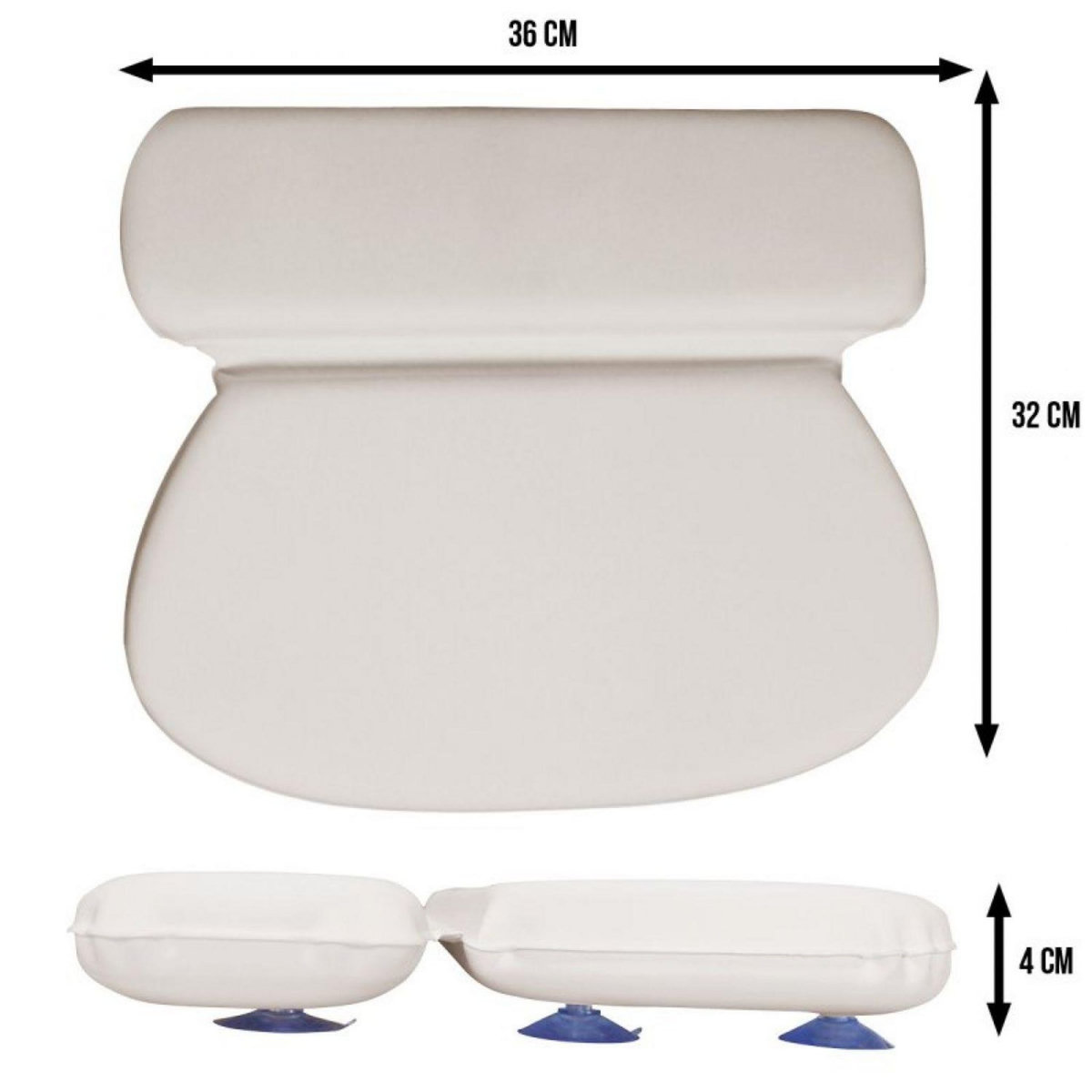 VIVEZEN Coussin, oreiller de bain avec ventouses pour baignoire, Spa, Jacuzzi - Blanc