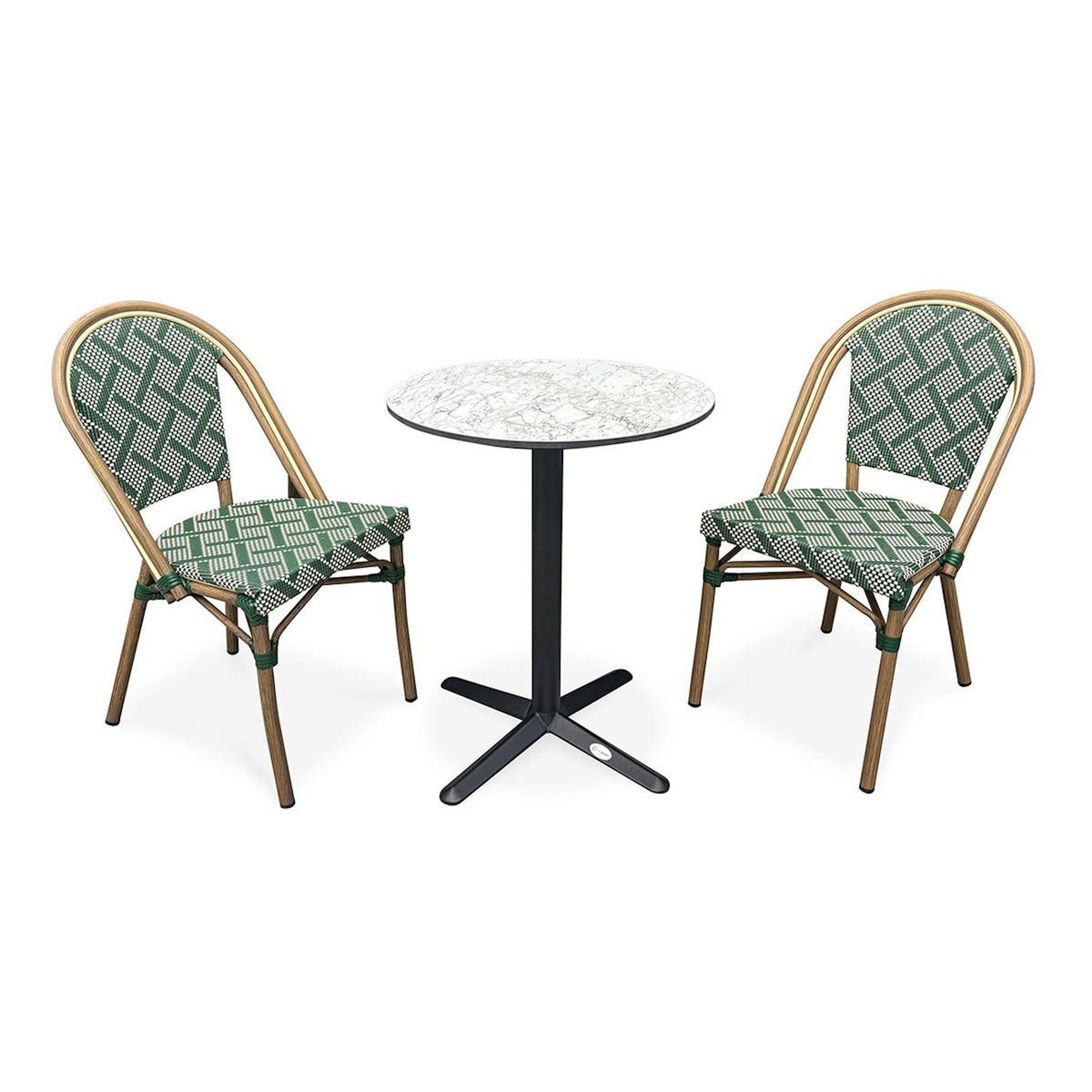 Paris Prix Ensemble Table de Jardin & 2 Chaises  Bistro  60cm Vert