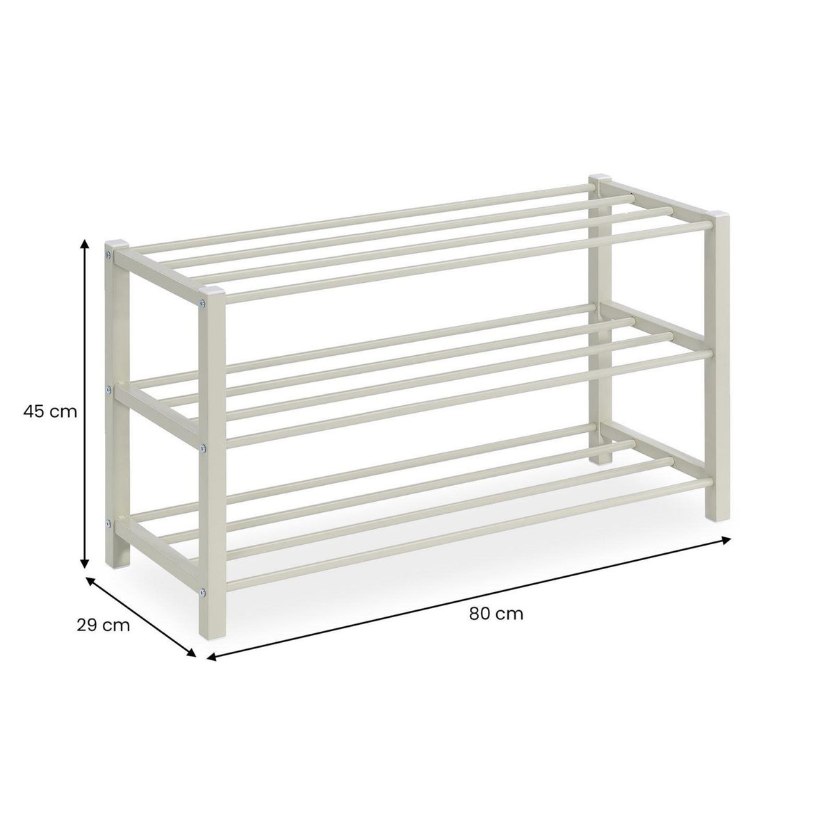 IDIMEX Étagère à chaussures NAVAN 3 niveaux en métal - Beige