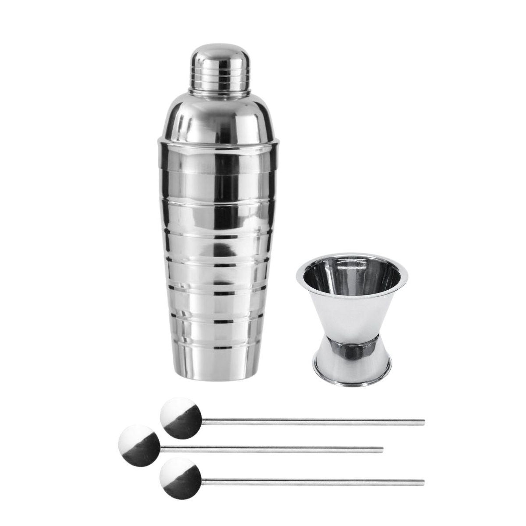 Fackelmann Trio cocktails shaker, doseur à alcool et 3 cuillères à cocktail inox Fackelmann Bar Concept