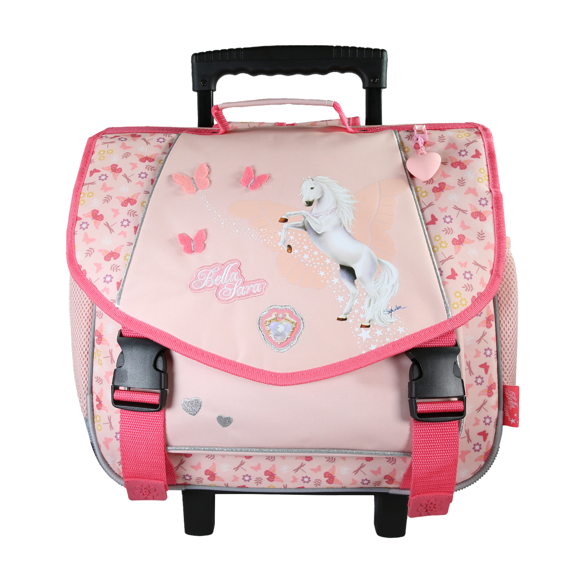 Bagtrotter Bella Sarra - Cartable à roulettes 38 cm enfant - Fille - Rose - 2 compartiment