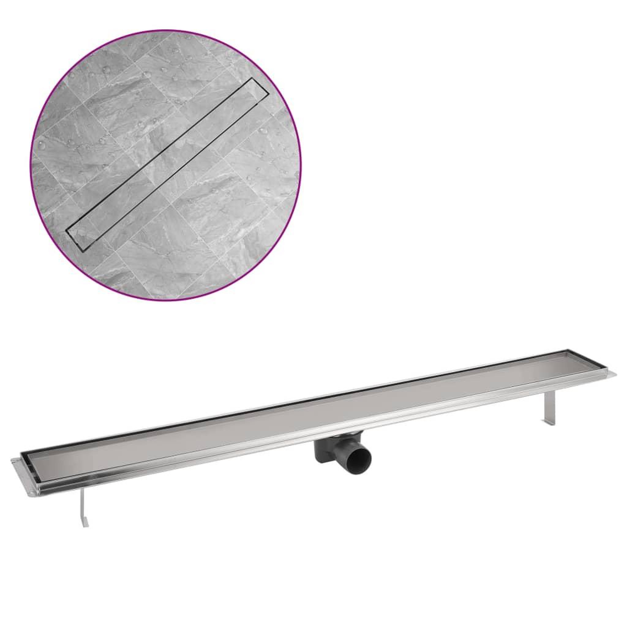 Voir la diapositive 2 : VIDAXL Drain de douche lineaire 1030 x 140 mm Acier inoxydable