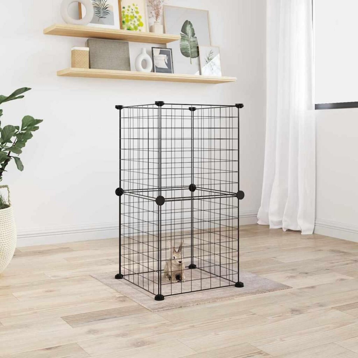 VIDAXL Cage animaux de compagnie a 8 panneaux Noir 35x35 cm Acier
