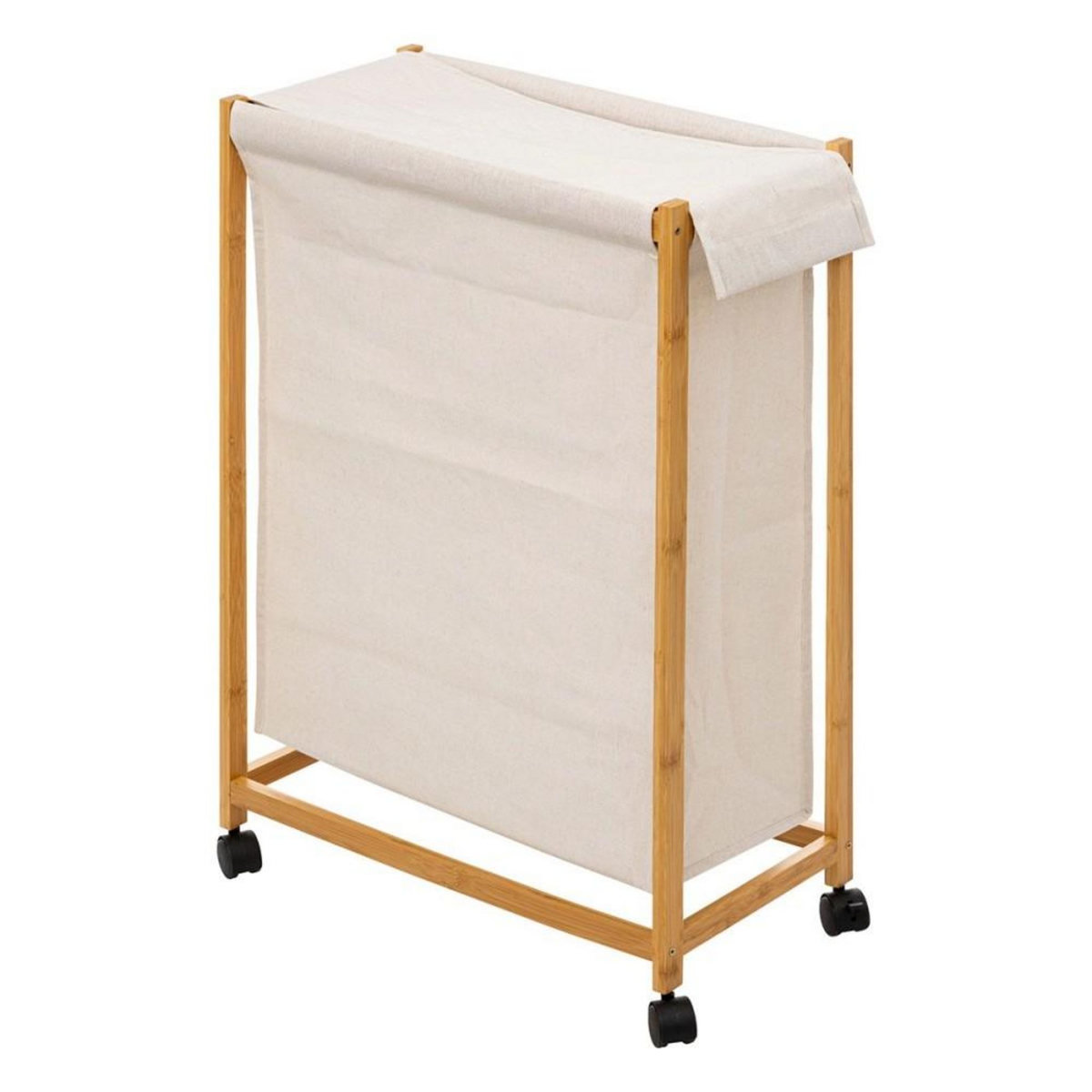 ATMOSPHERA Panier à linge 52L sur roulettes bambou