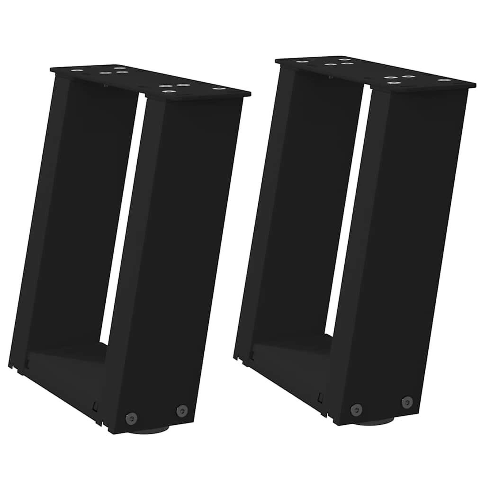 Voir la diapositive 2 : VIDAXL Pieds de table basse forme de U 2 pcs noir 30x(30-31) cm acier