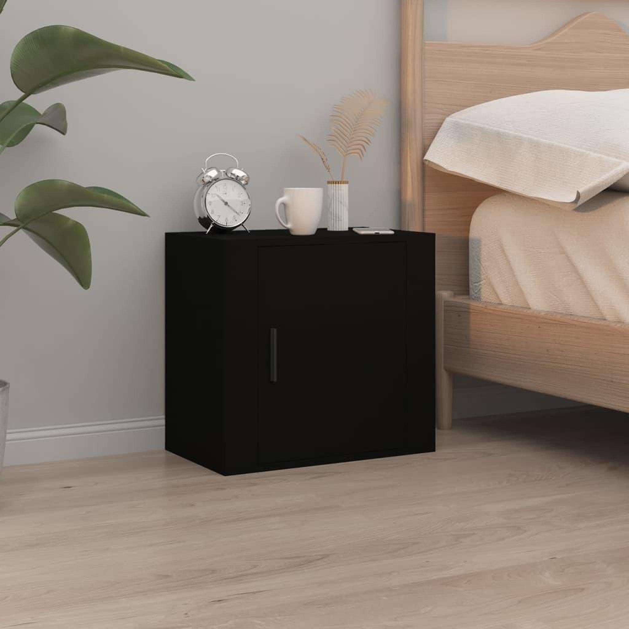 Voir la diapositive 1 : VIDAXL Table de chevet murale Noir 50x30x47 cm