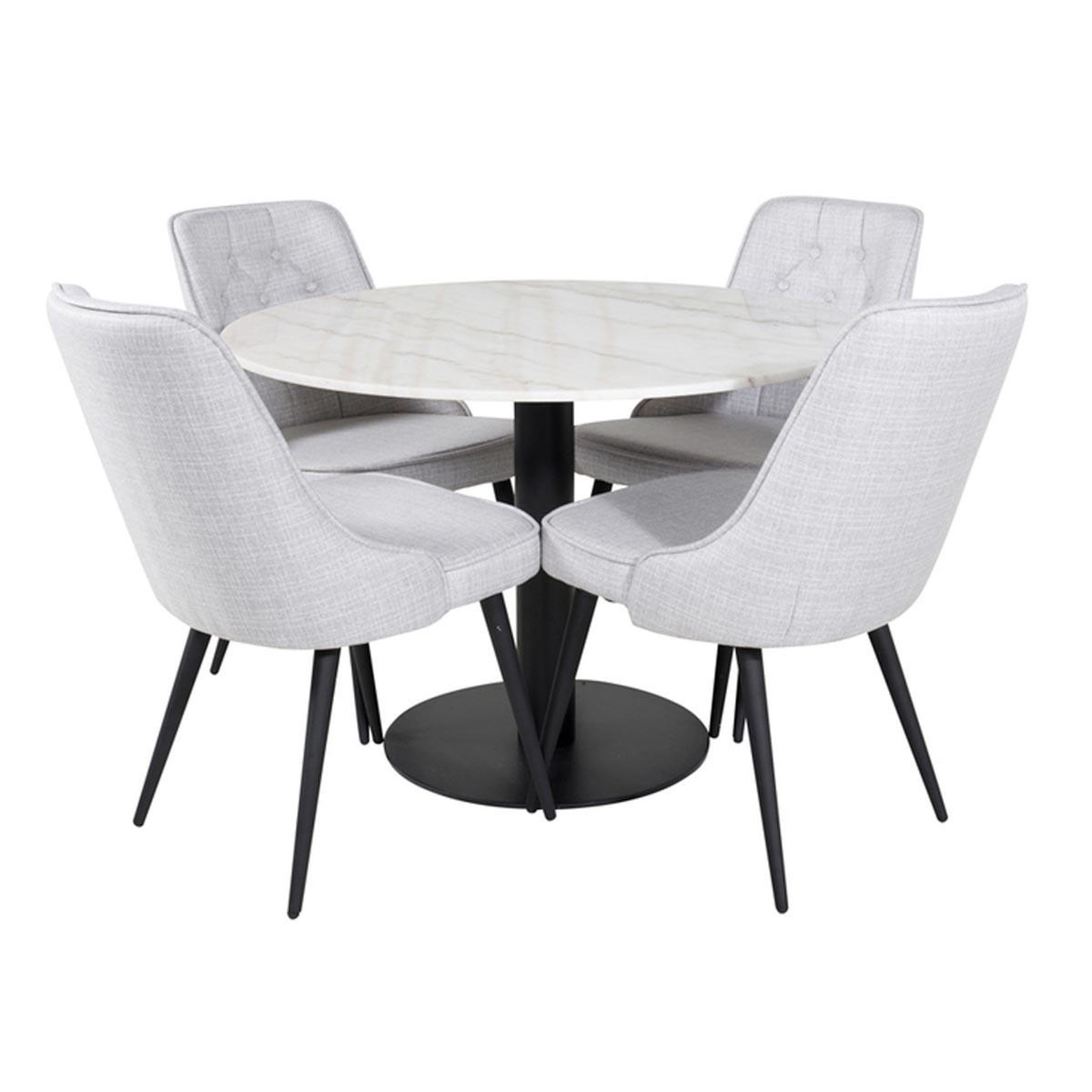Paris Prix Ensemble table à manger & 4 chaises  estelle i & deluxe  106cm blanc & gris