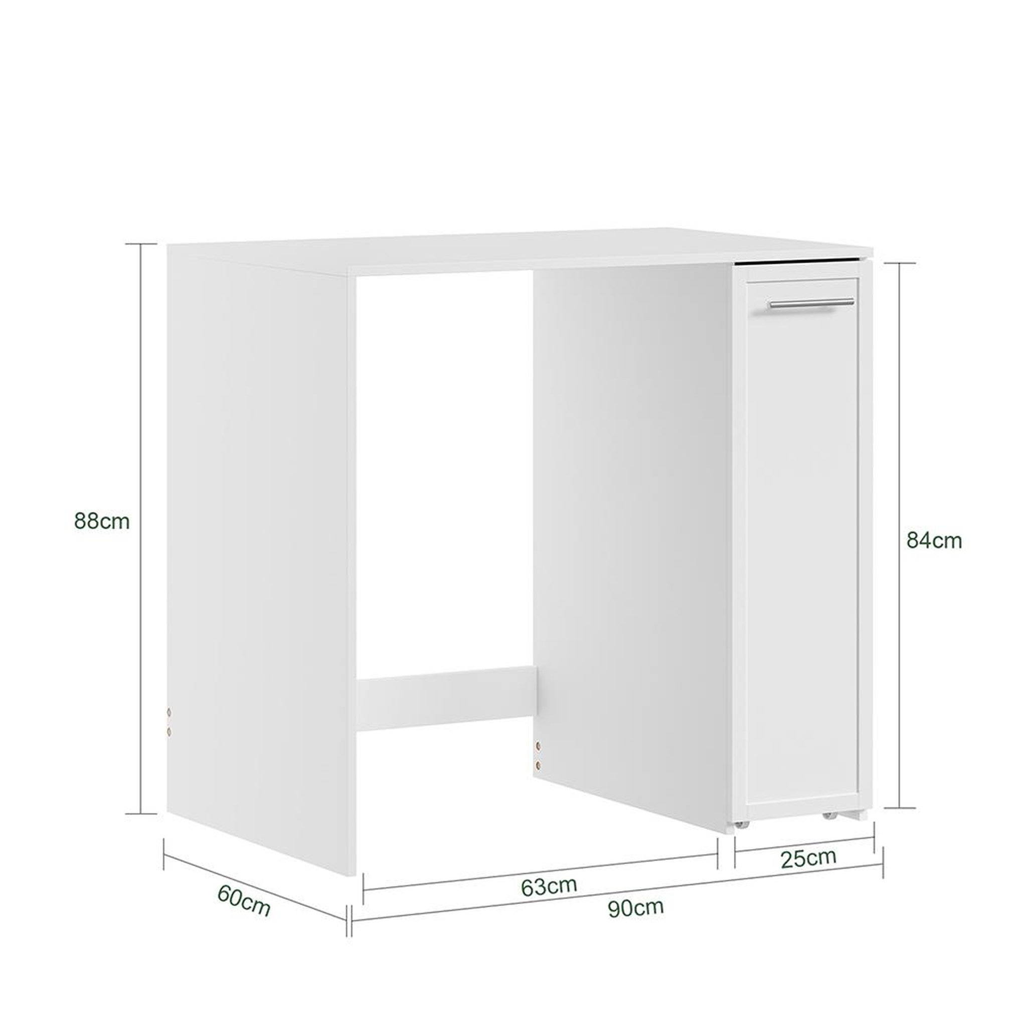 Voir la diapositive 3 : SOBUY Meuble sous-laveuse avec tiroir coulissant couleur blanc 90x60x88cm bzr229-w