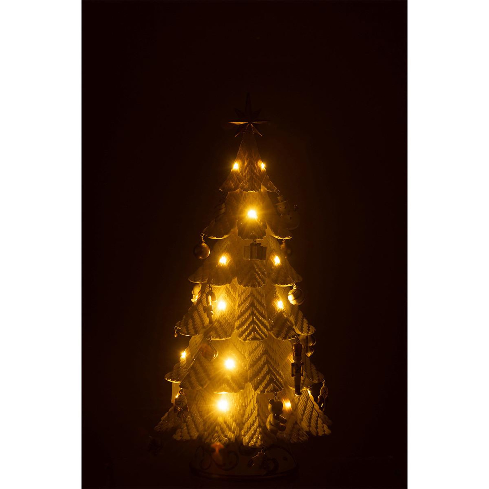 Voir la diapositive 3 : J-LINE Sapin de noël déco à led  zane  51cm blanc