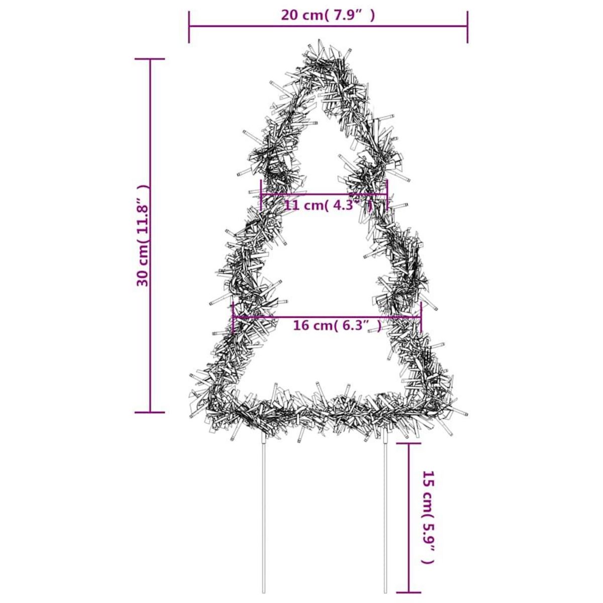VIDAXL Decoration lumineuse arbre de Noël piquets 3 pcs 50 LED 30 cm