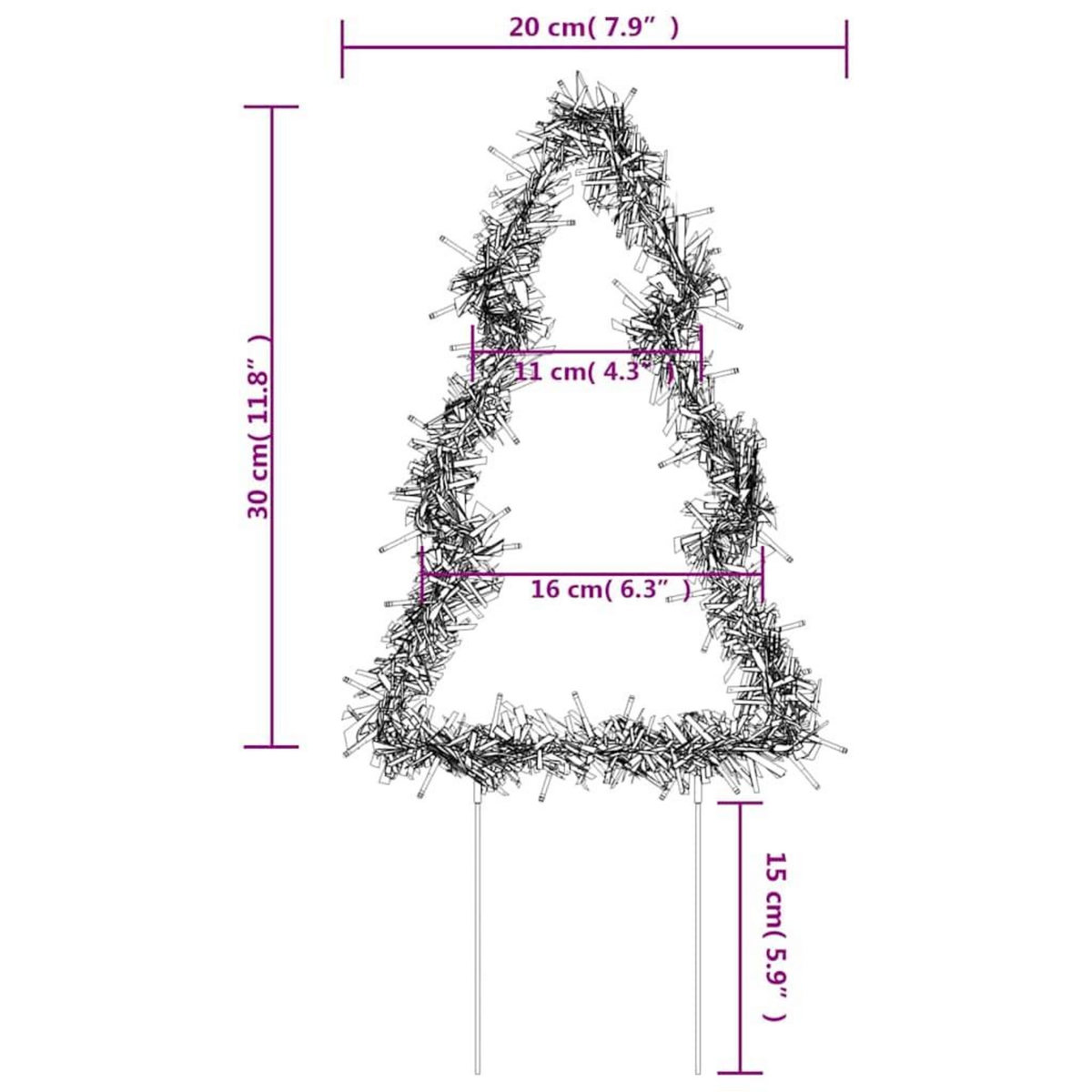 VIDAXL Decoration lumineuse arbre de Noël piquets 3 pcs 50 LED 30 cm