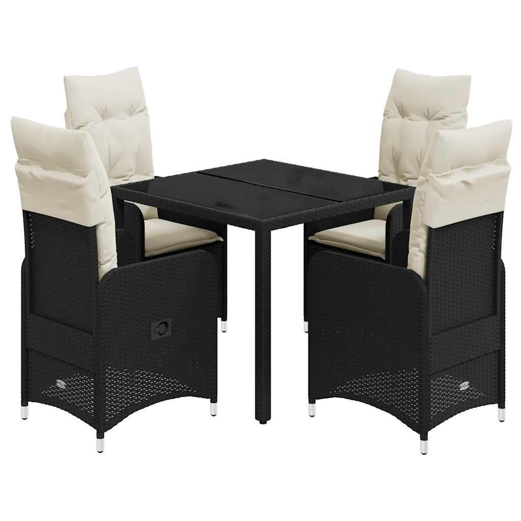 Voir la diapositive 2 : VIDAXL Ensemble de bistro de jardin 5 pcs coussins noir poly rotin