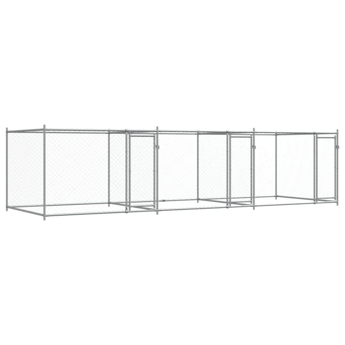 VIDAXL Cage pour chien avec portes gris 6x2x1,5 m acier galvanise