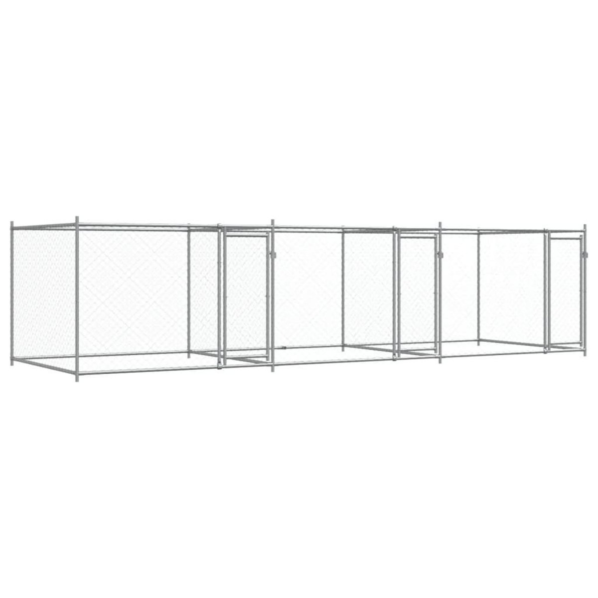 VIDAXL Cage pour chien avec portes gris 6x2x1,5 m acier galvanise