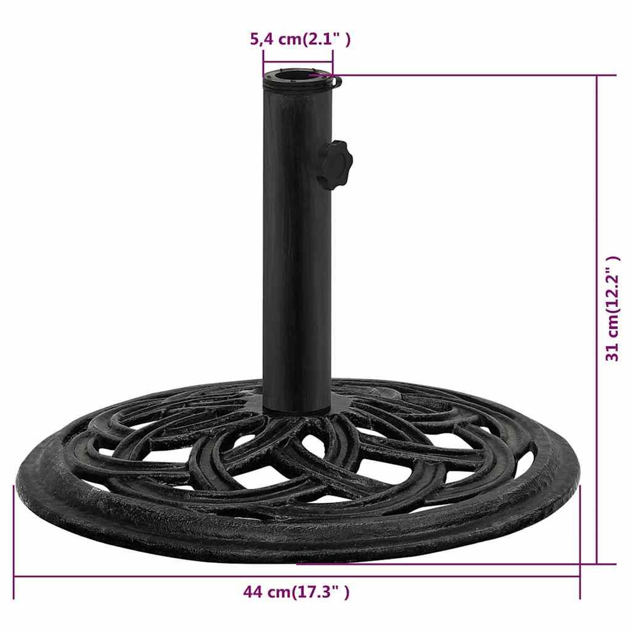 Voir la diapositive 6 : VIDAXL Socle de parasol Noir 44x44x31 cm Fonte