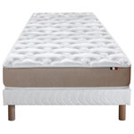 IDLITERIE Ensemble matelas 100% latex 3 zones et sommier Essentiel - qualité française. Coloris disponibles : Bleu, Blanc, Vert, Noir, Gris