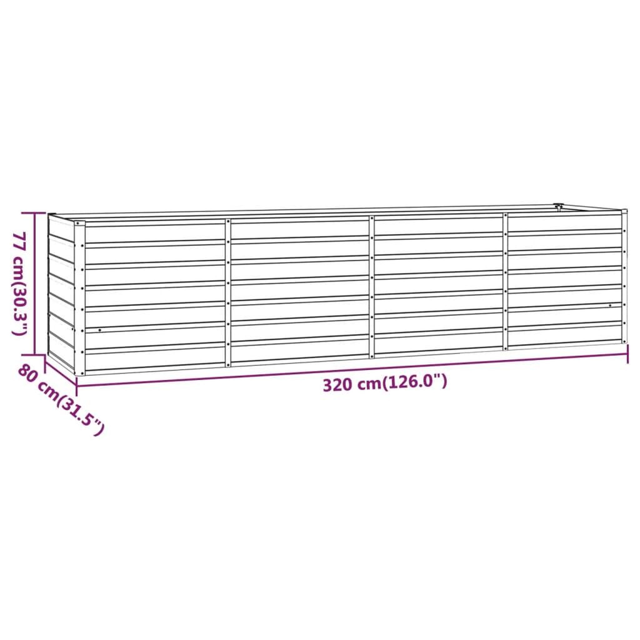 Voir la diapositive 6 : VIDAXL Lit sureleve de jardin rouille 320x80x77 cm acier corten