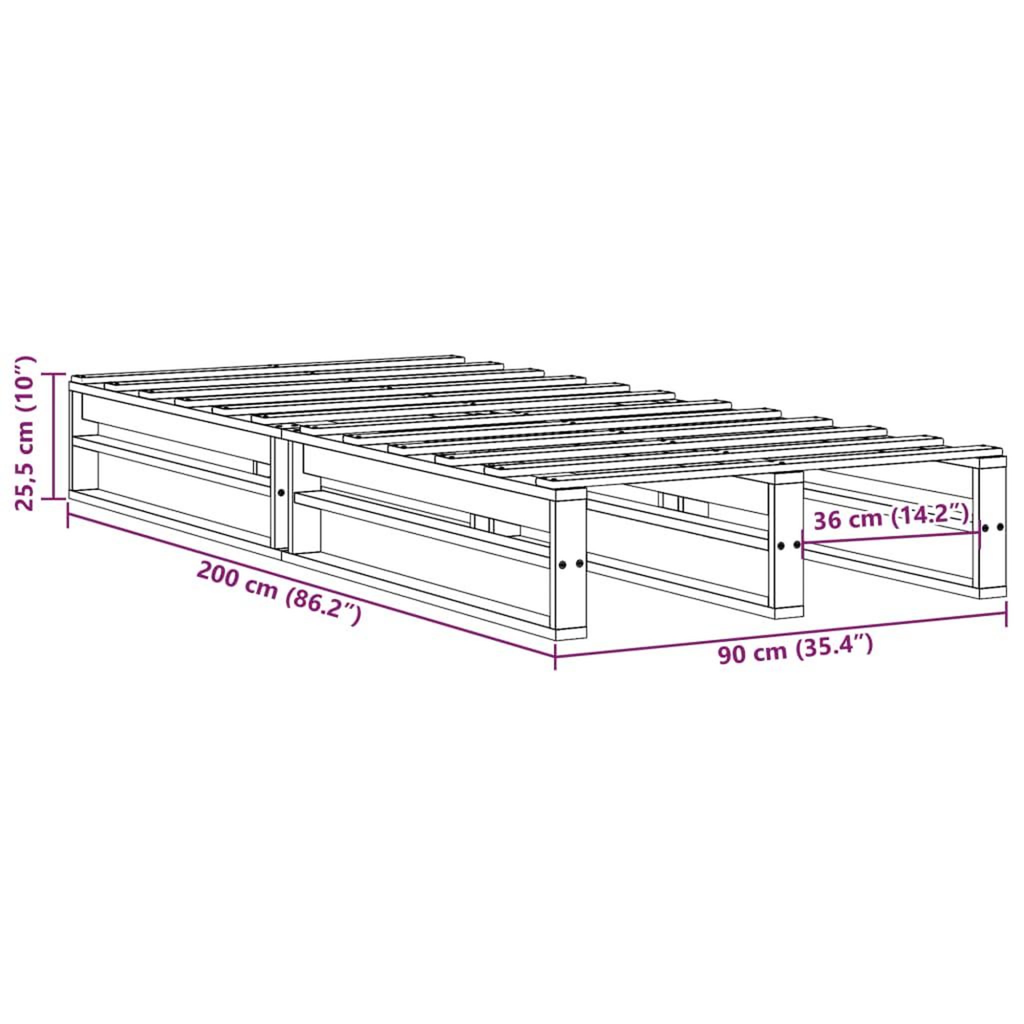 Voir la diapositive 6 : VIDAXL Cadre de lit sans matelas blanc 90x200 cm bois de pin massif