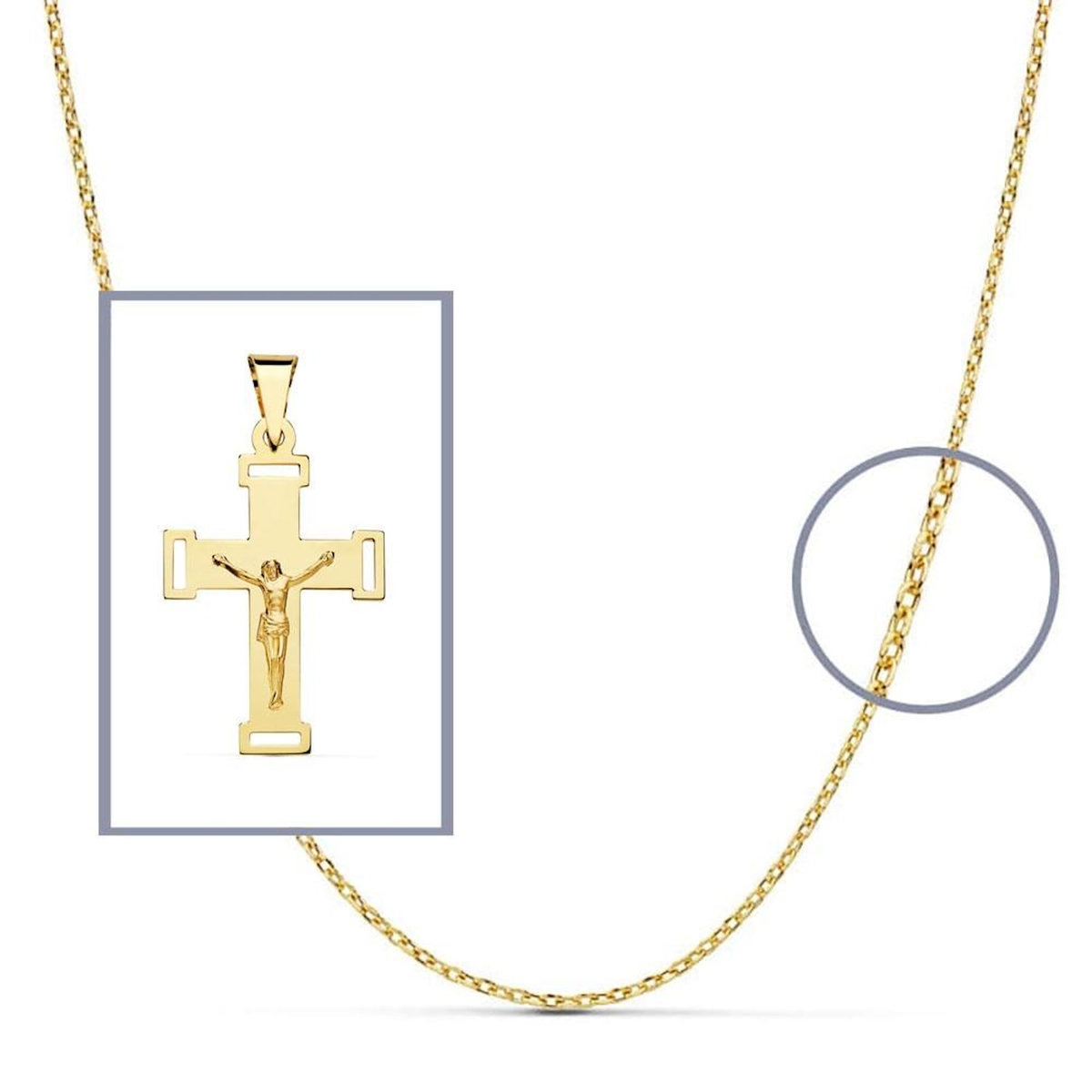 L'ATELIER D'AZUR Pendentif  - Médaille Christ sur la Croix Or 18 Carats 750 Jaune - Chaine Offerte