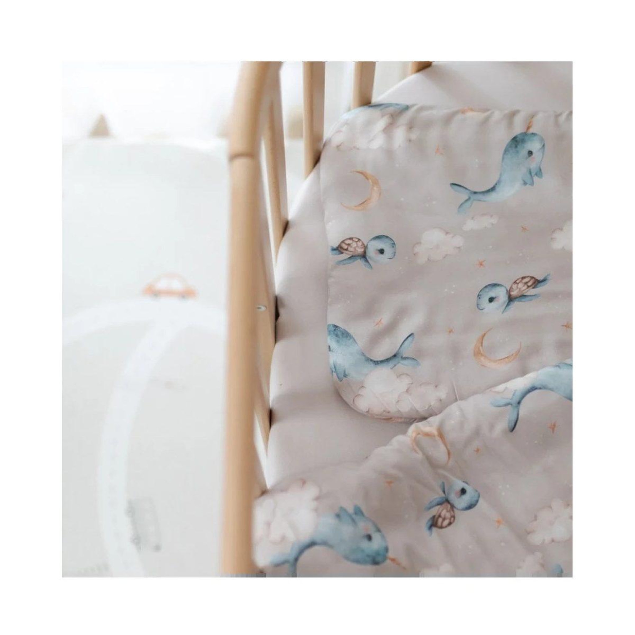 Voir la diapositive 3 : WALDIN Oreiller bébé 40 × 30 cm - motif baleine, beige foncé