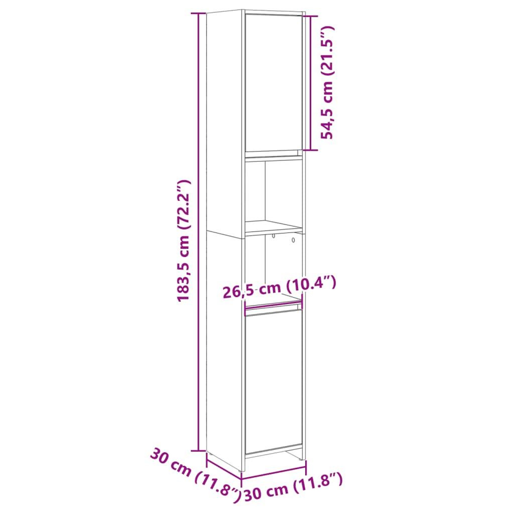 Voir la diapositive 6 : VIDAXL Armoire de salle de bain Chene sonoma 30x30x183,5 cm Agglomere