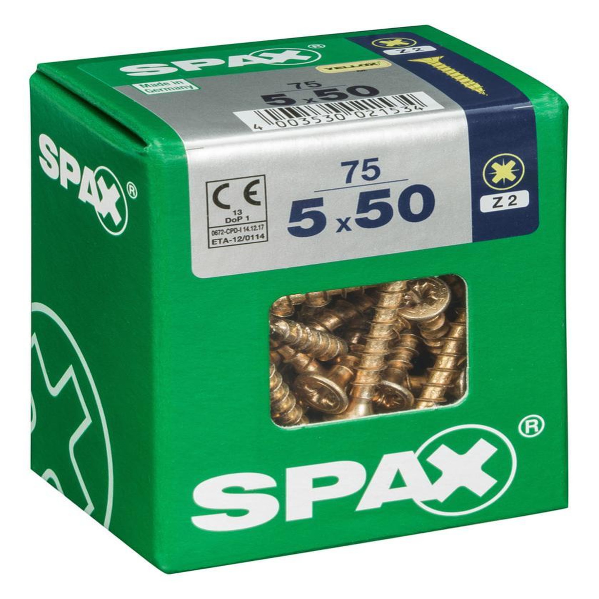 CENTRALE BRICO Lot de 75 vis acier tête fraisée pozidriv SPAX, Diam.5 mm x L.50 mm