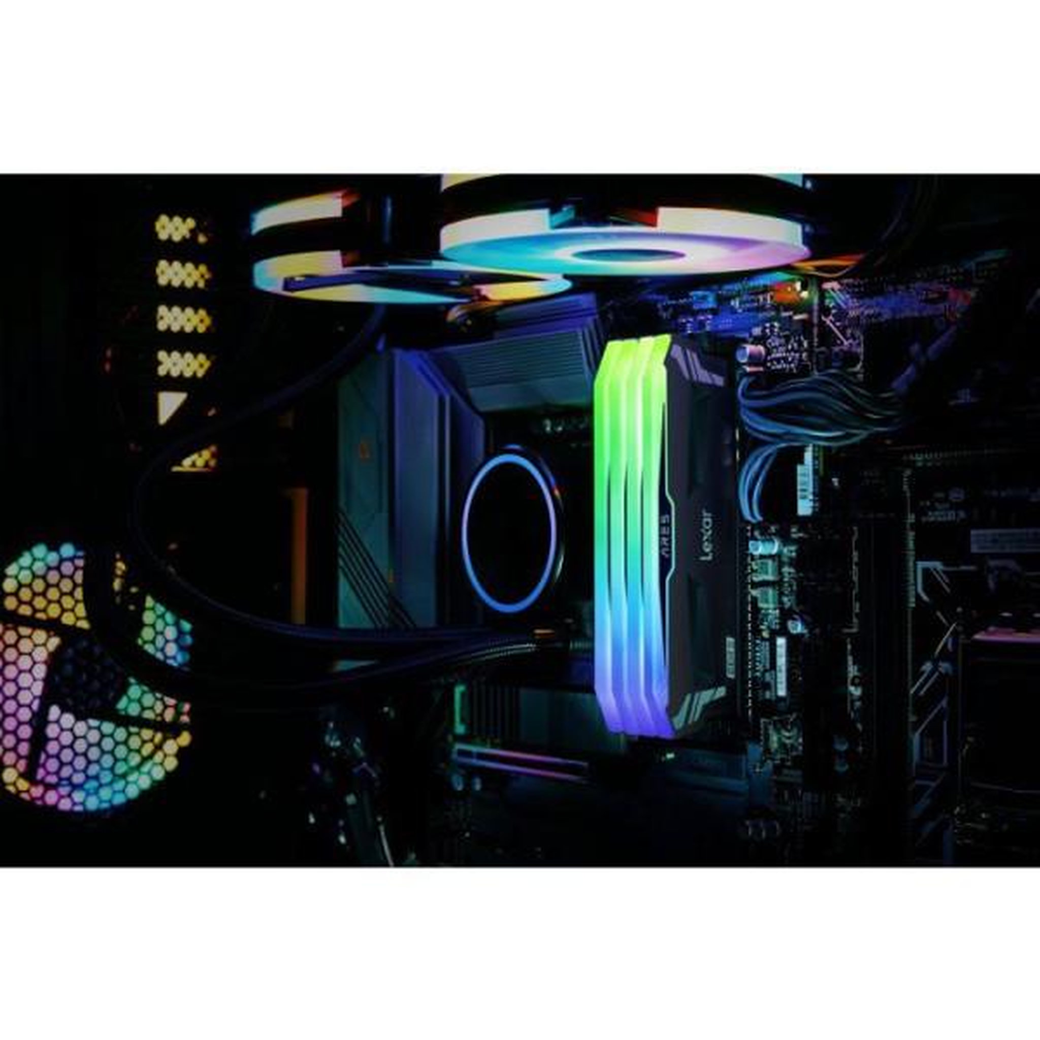 Voir la diapositive 4 : Lexar Barrette Mémoire - LEXAR Ares - DDR5 7200 - CL34 1.4 V - 32 Go (2x 16 Go) - Dissipateur thermique + RGB - Noir