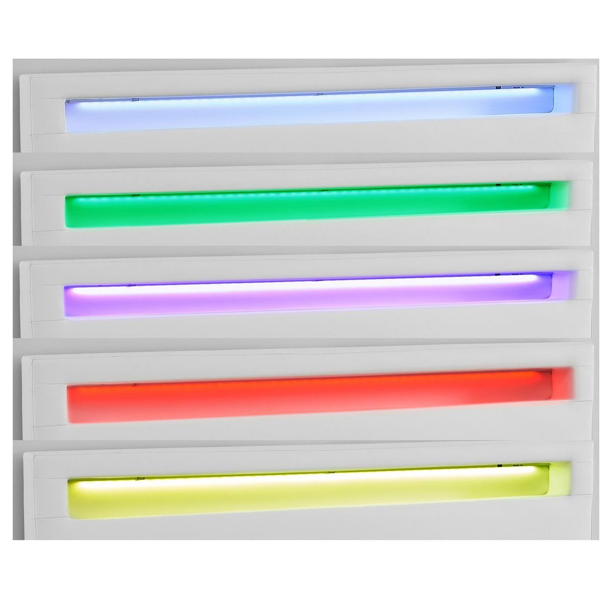 IDIMEX Lit LED double RIOJA 140x190 cm, avec sommier, revêtement tissu